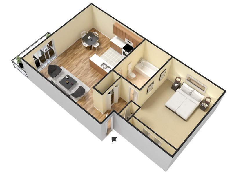 1 Bed/1 Bath - Large Floor Plan 2
